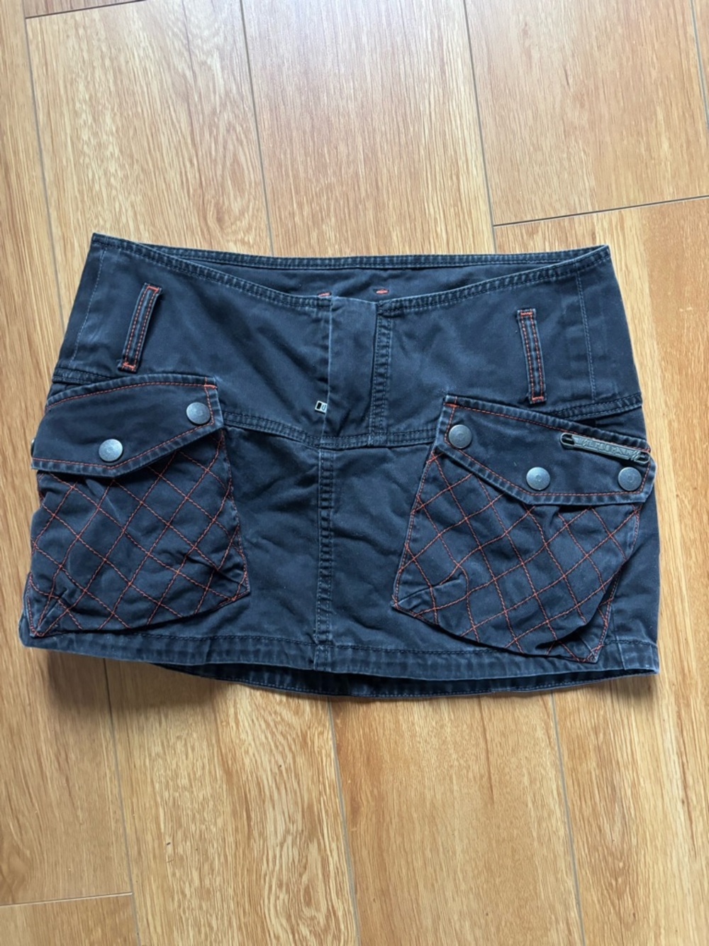 Black Mini Skirt with Quilted Pocket Detail